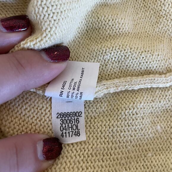 VTG Y2K GAP Size S Yellow Off Shoulder Sweater Top Knit Chic Coquette Preppy - Picture 5 of 12